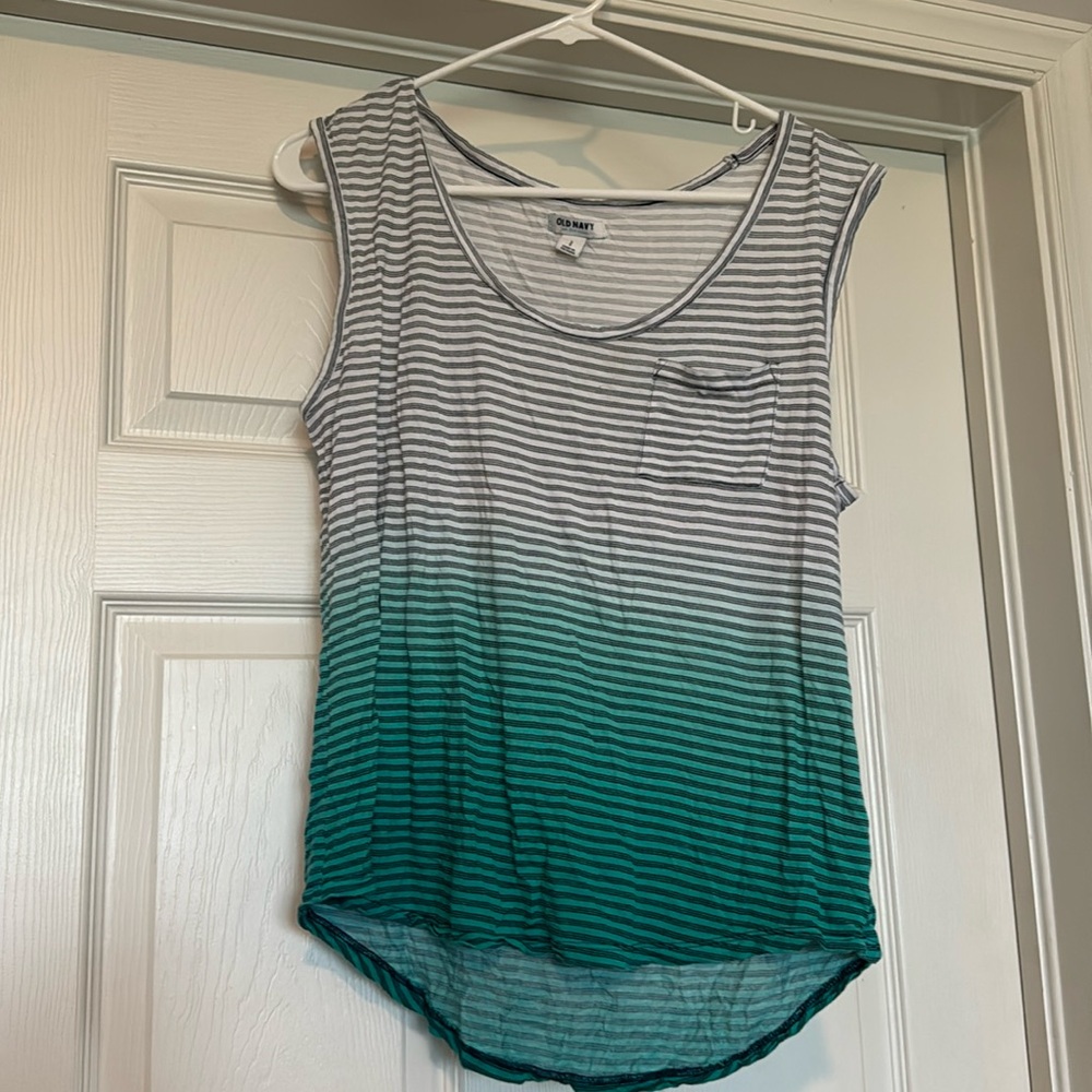 Old Navy Green Ombré High-Low Tank Top Size Large